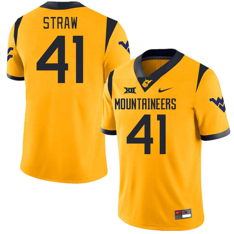 Men #41 Oliver Straw West Virginia Mountaineers College 2024 New Uniforms Football Jerseys Stitched